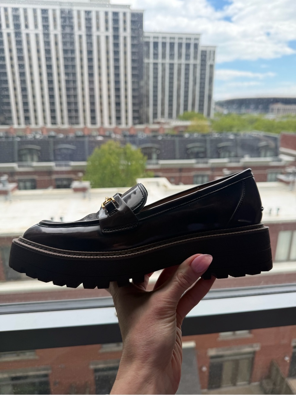Sam Edelman Laurs Platform Lug Sole Loafer Size 8.5 US  2" heel; 1 1/4" platform